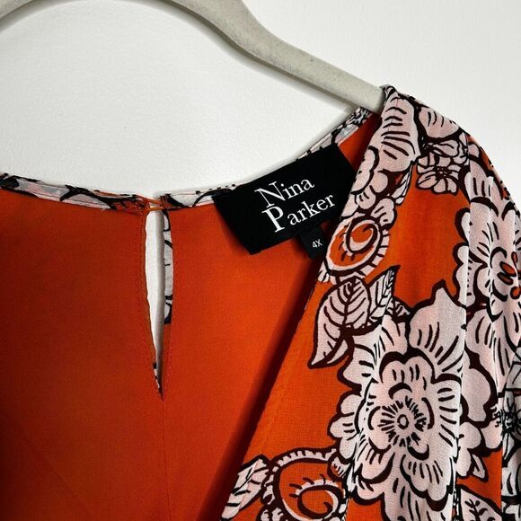 Nina Parker Orange Floral Maxi Dress Cover Up Resortwear Vacation Plus Size 4X - Picture 11 of 11